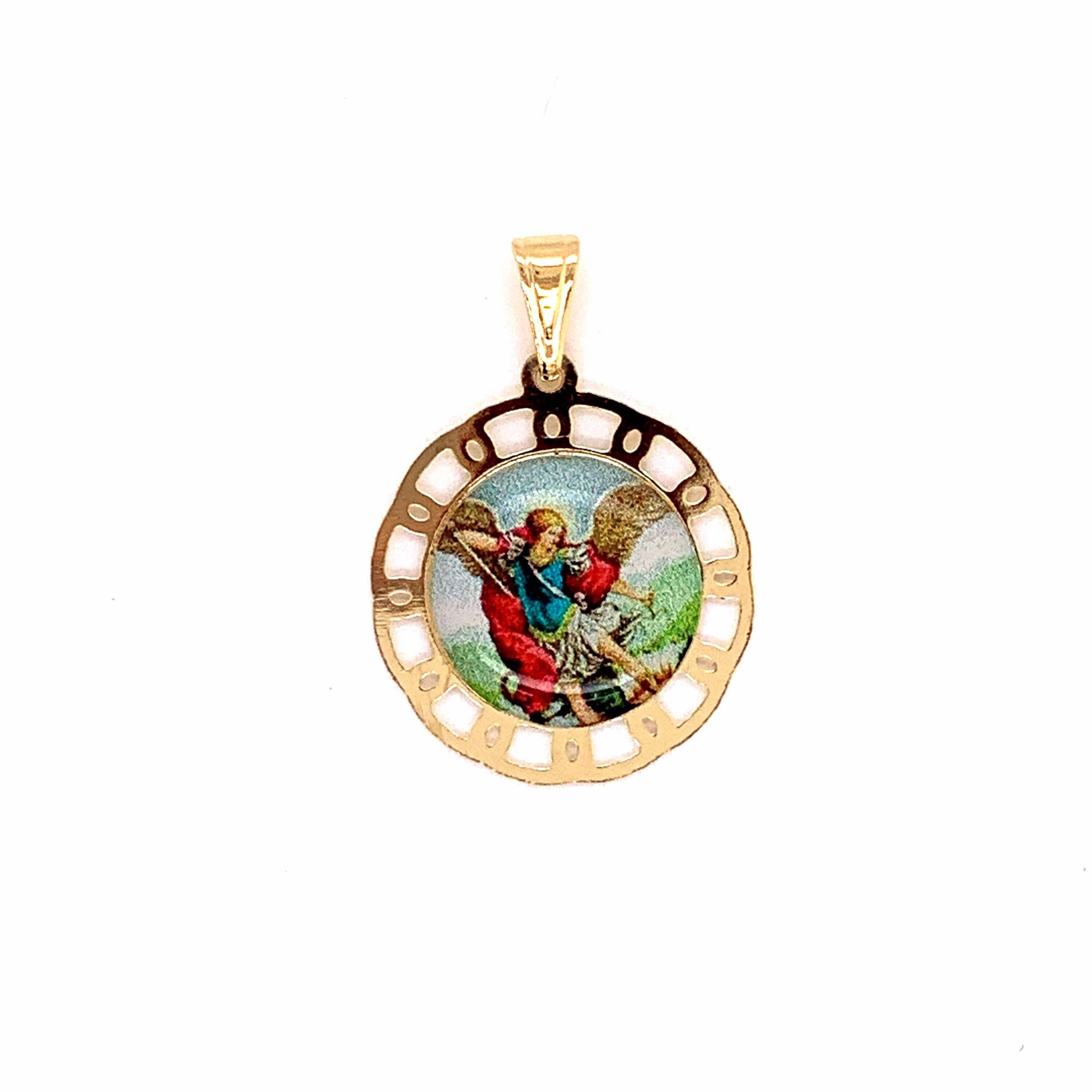 The Bead Bazaar - Wholesale Individual charm/pendant - 18K Gold Filled St Michael Charm, St Michael Medal, Catholic, Medal, Archangel Medal, Religious Medal, Michael Archangel, Saint Michael Medal 5306