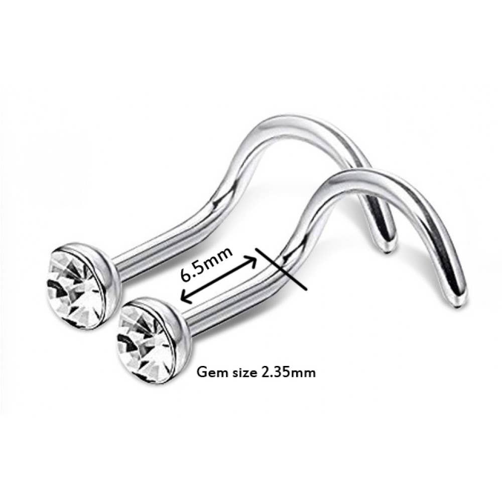 Bodytrend – wholesale Nose ring – CURVE NOSE PINS-BEZEL SET CRYSTAL - SURGICAL STEEL 316L2