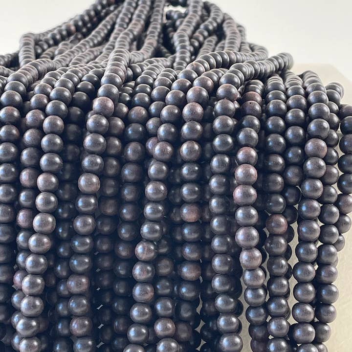 Anne B. Beads – wholesale Beads – Unwaxed Tiger Ebony Wood Kamagong Wood Beads DIY 16" strand