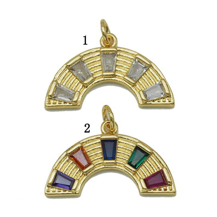 Grande trapézio cz forma de leque charme, Sku #F1490 por atacado de BestBeads&Beyond