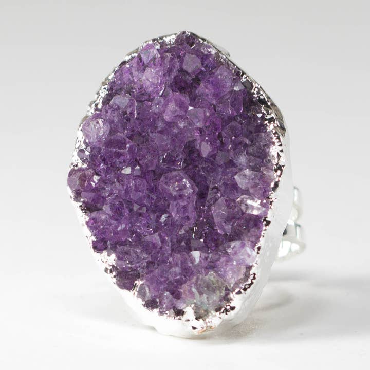Amethyst Druze Ring Silver for wholesale by Olympus Minerals Co