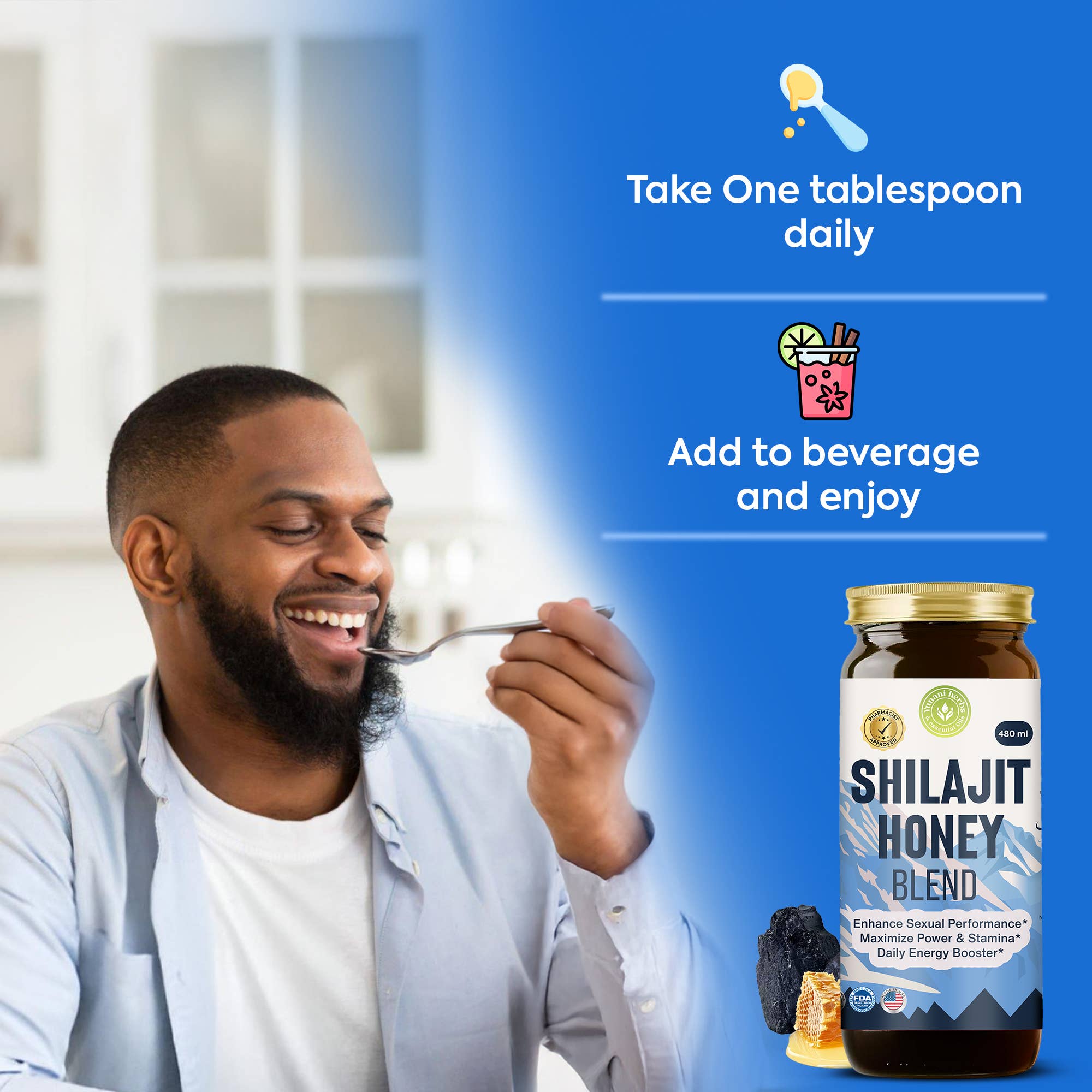 Yunani Herbs & essential Oils - Wholesale Honey - Shilajit Honey Blend 480 mls3