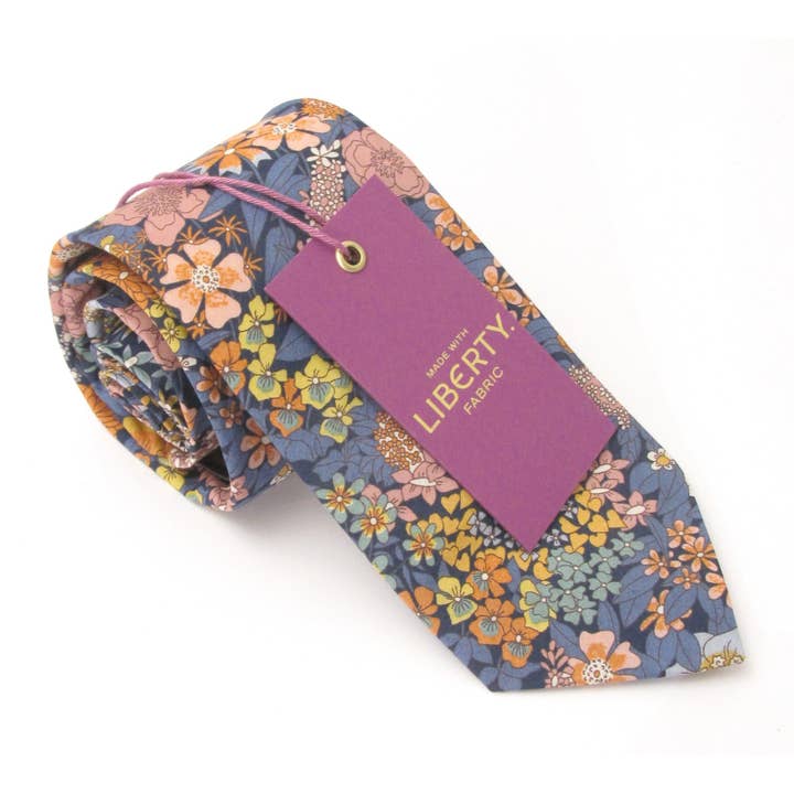 Cecil Jones - Wholesale Necktie - Men's - Ciara Blue Cotton Tie Made with Liberty Fabric