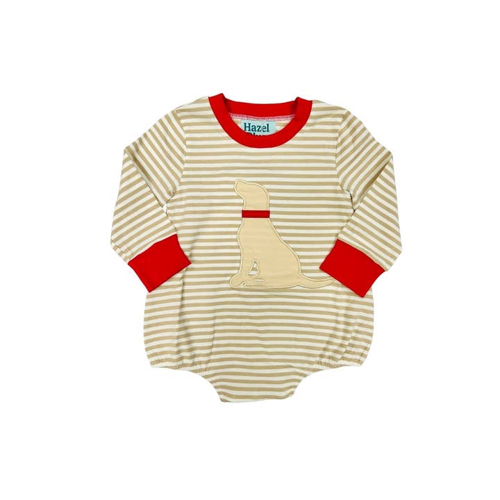 Bolha com Aplique de Cão em Risca Azul Avelã Tan por atacado de Hazel Blue Wholesale