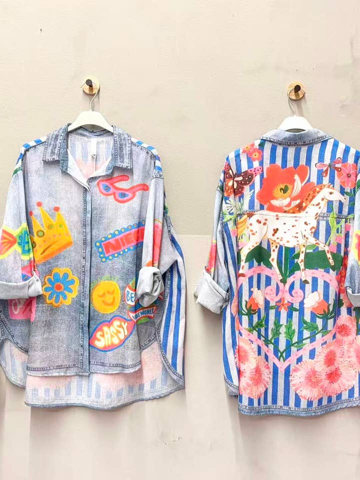 Camicia effetto denim – stampata per la vendita all'ingrosso da parte di NOS