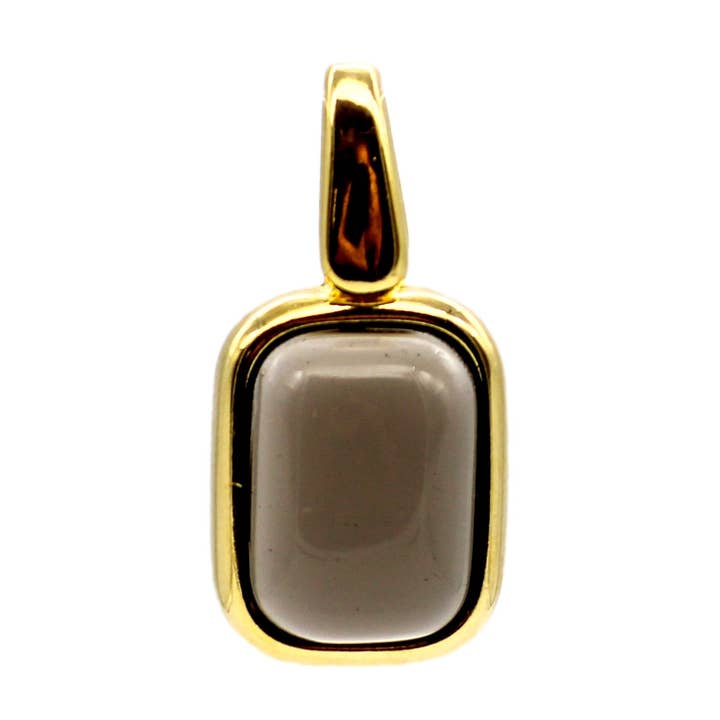 Rektangel ædelsten vedhæng røget Obsidian for engroshandel hos Carla Dieterich