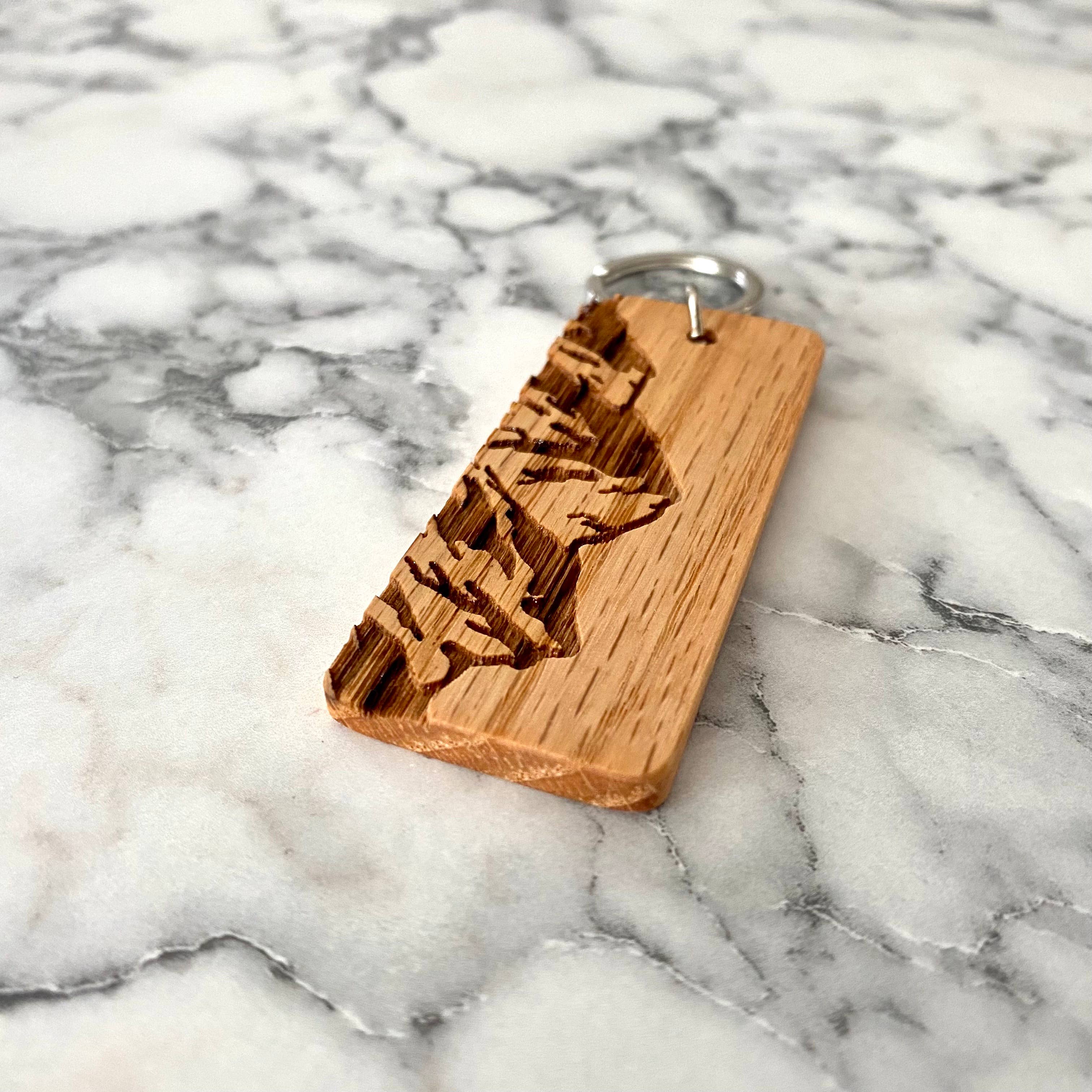 Munsell Made - Wholesale Keychain - Unisex - Engraved Wood Mountain Keychain1