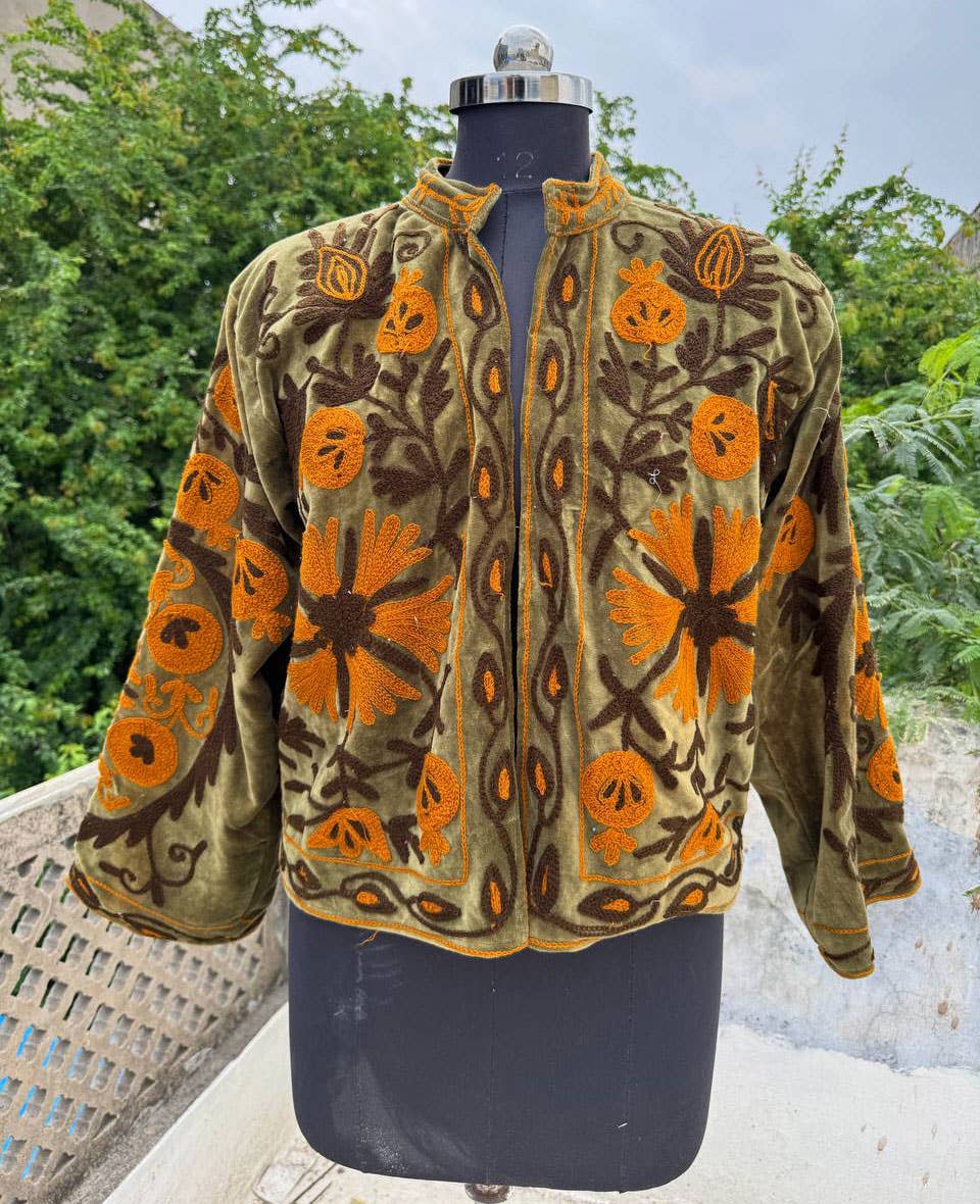 bhavnas boutique - Wholesale Jacket – Women's - Embroidery Floral Velvet Jacket Suzani Party Wear Jackets