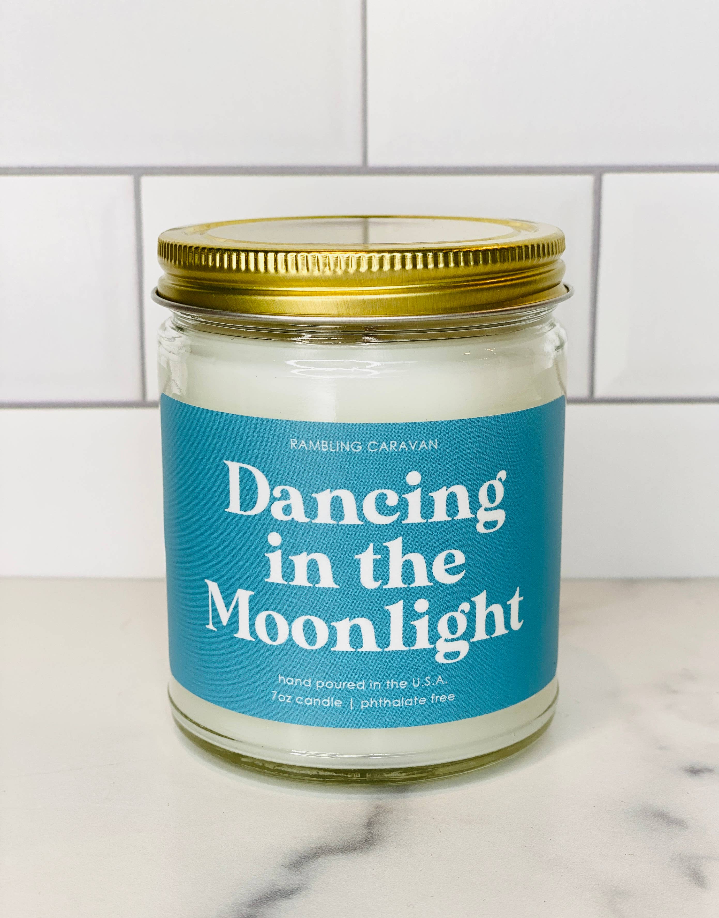Slate Blue Dancing in the Moonlight Candle for wholesale on Faire0