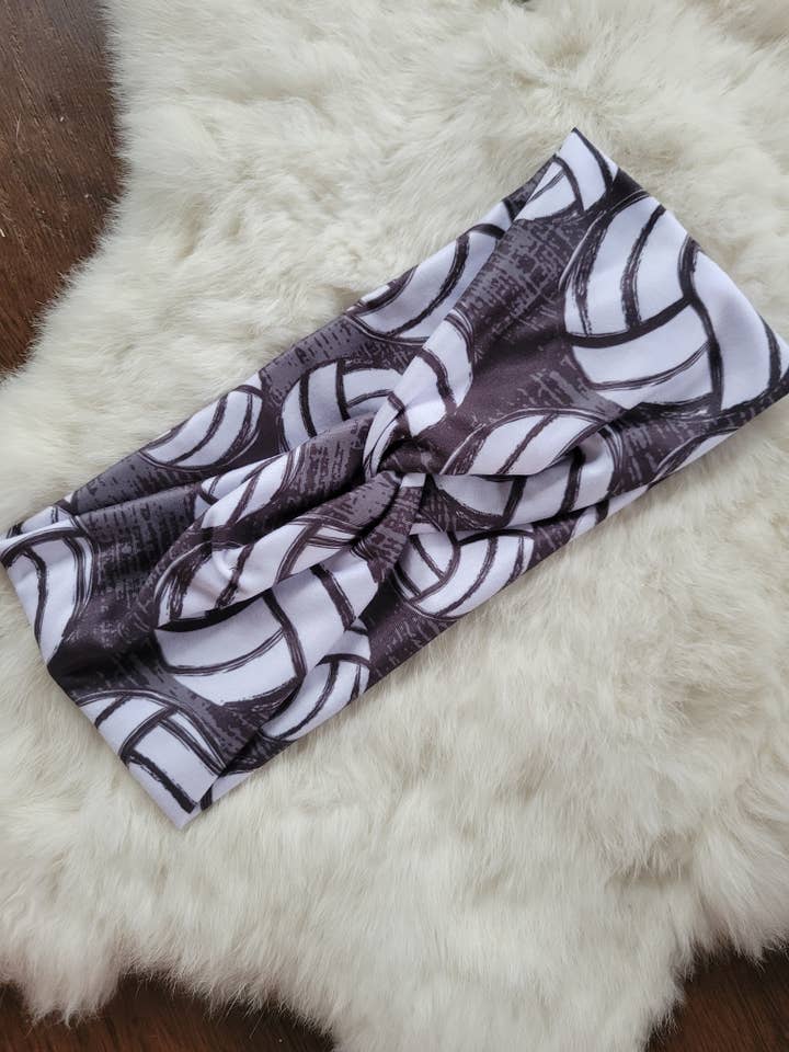 Gray With Volleyballs Headband for wholesale by Sew fashionable headbands