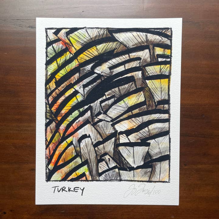 Truthahnfedern Druck Auflage von 100 (Rahmen nicht enthalten) für den Großhandel von Jaybo Art