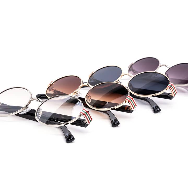 Still Friday - Wholesale Sunglasses - Women's - Eurovision Gold and Silver Oval Metal Sunglasses