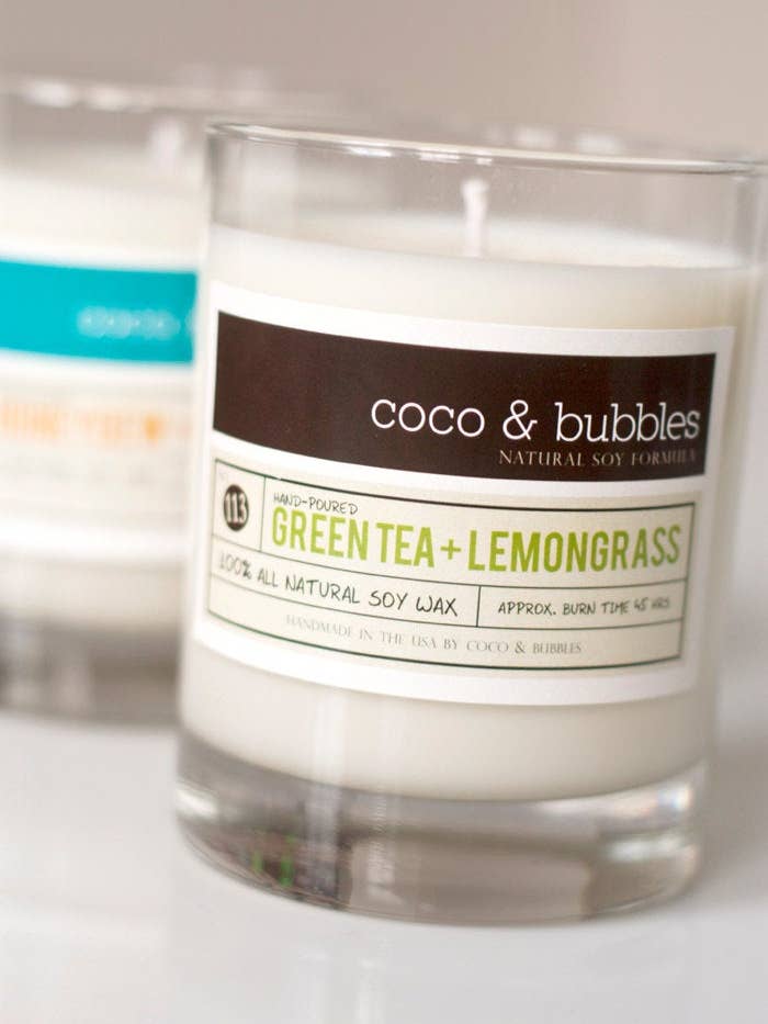 No. 113: GREEN TEA and LEMONGRASS // Natural Soy Candle for wholesale by Coco & Bubbles