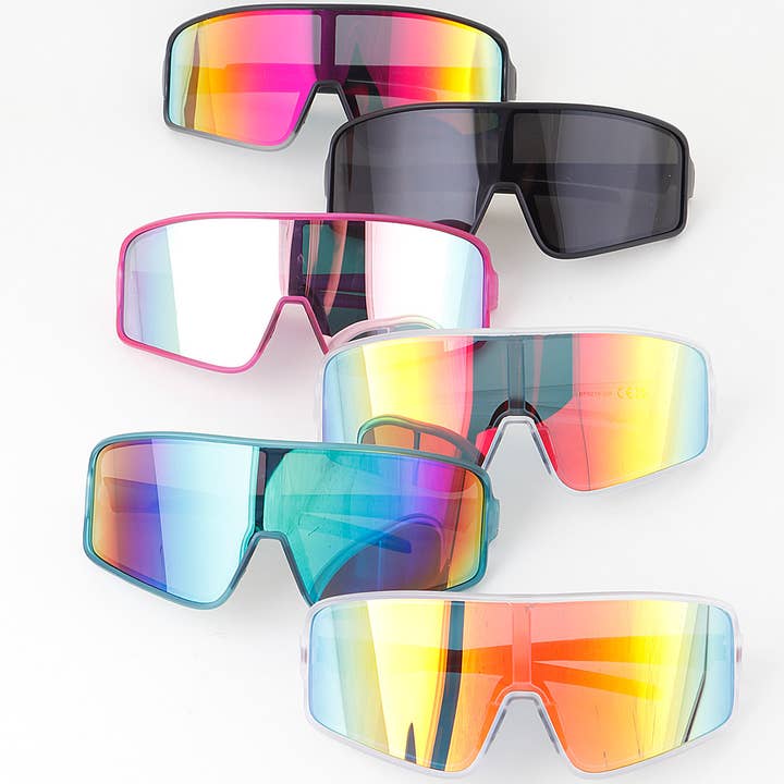 Oversized Bright Polycarbonate Shield Sunglasses for wholesale by 3AM BY H&D ACCESSORIES