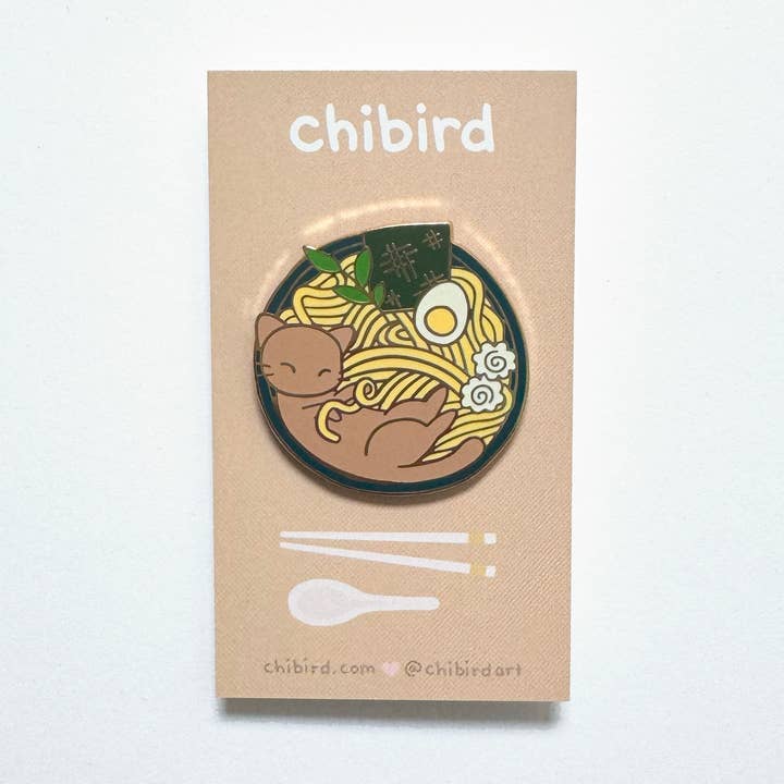 Ramen Cat Enamel Pin for wholesale by Chibird
