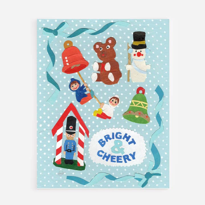 Heldere en Vrolijke Vintage Ornamenten Kerstkaart voor wholesale door Mandy Warhol Fine Art