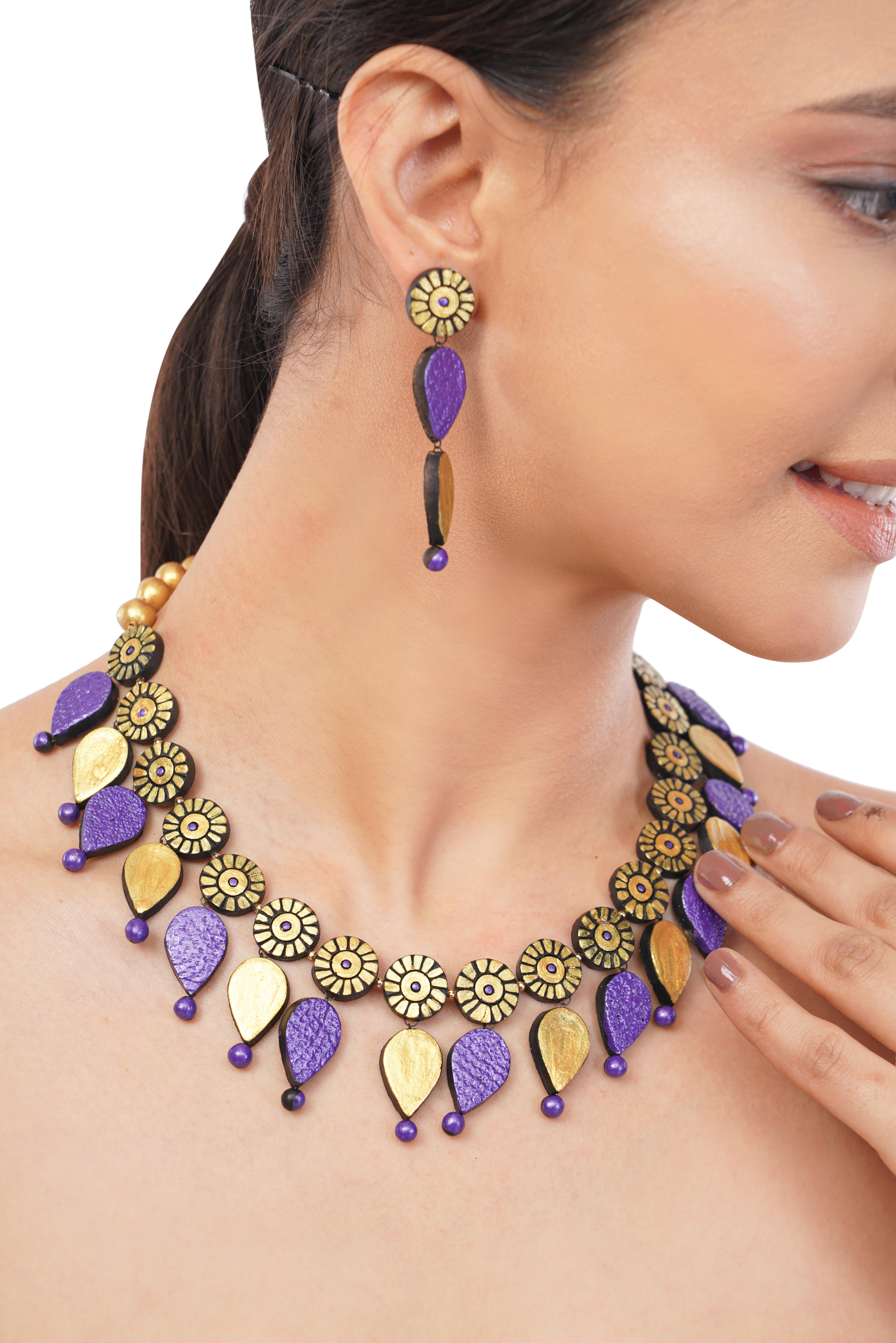 House of Kraft - Wholesale Jewelry Set - Water Droplet Jewelry Set | Clay Jewelry | Purple Jewelry21