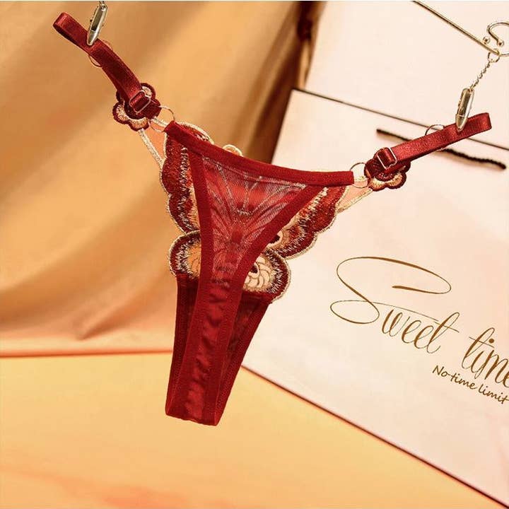 VIGOR - Wholesale Underwear - Women's - Premium Quality Transparent Lace Thongs Butterfly Accessories G String Women Underwear(10 Pack)