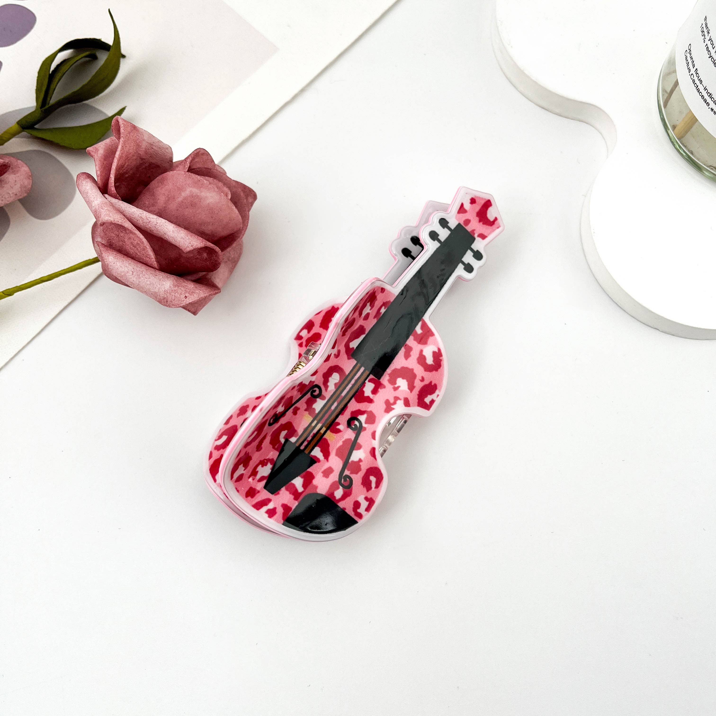 mildstyles - Wholesale Hair clip – Women’s - Leopard Print Guitar Creative Musical Instrument Hair Clip8