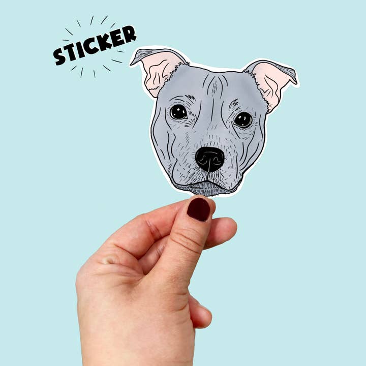 Adesivo Pit-Bull grigio impermeabile in vinile per la vendita all'ingrosso da parte di Songbird Artistry