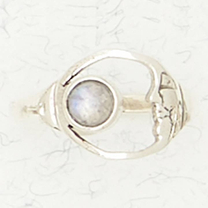 Sterling Silver Ring - Moon Man w Cabochon for wholesale by Nirvana LLC