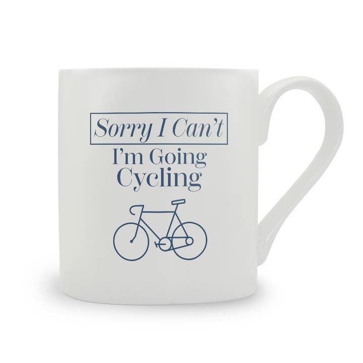 Desculpa, não posso, vou andar de bicicleta — caneca de porcelana fina por atacado de Stubbs Mugs