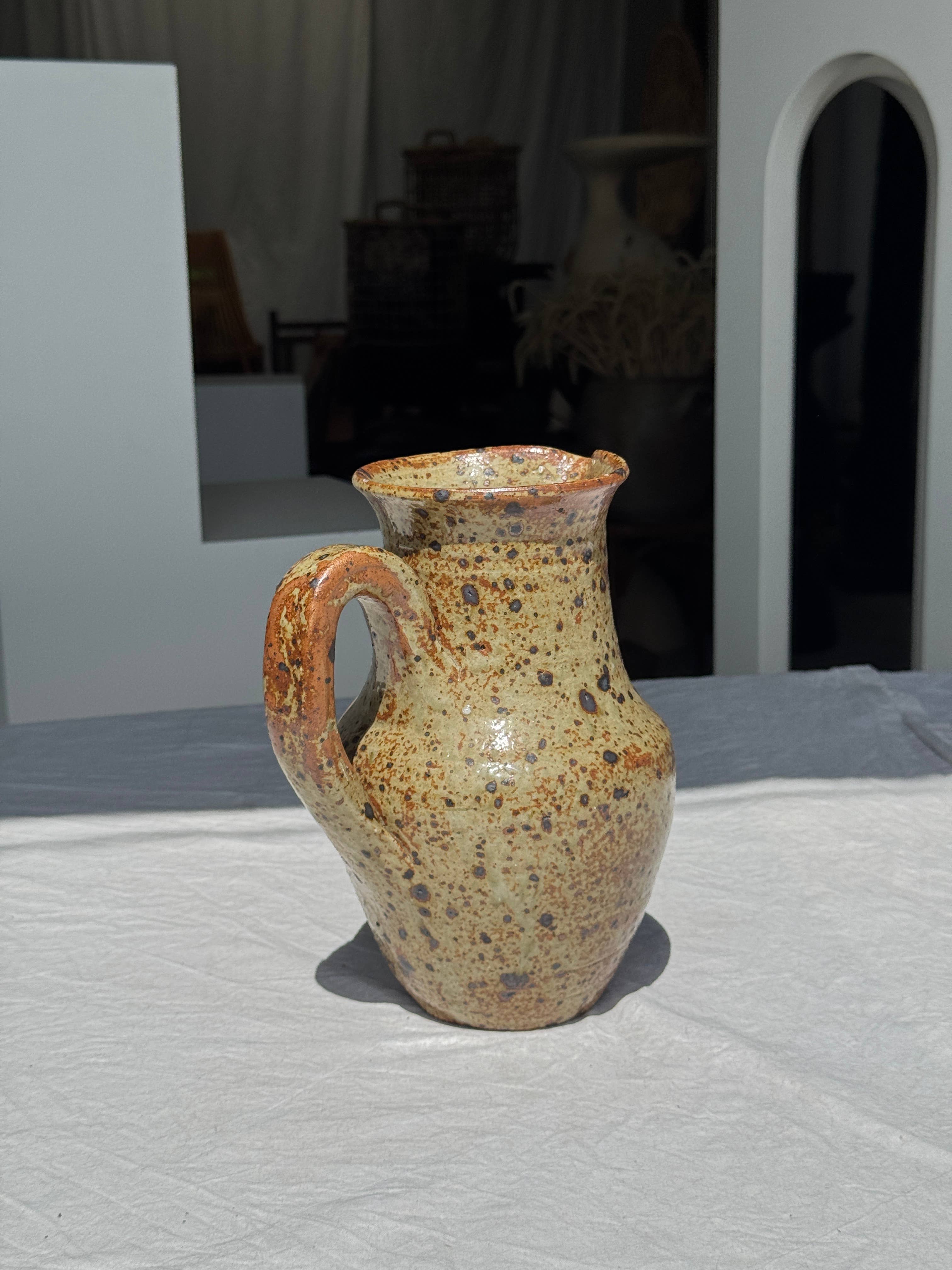 Office Objets - Wholesale Jug - Large speckled stoneware pitcher, YB brand underneath H2418