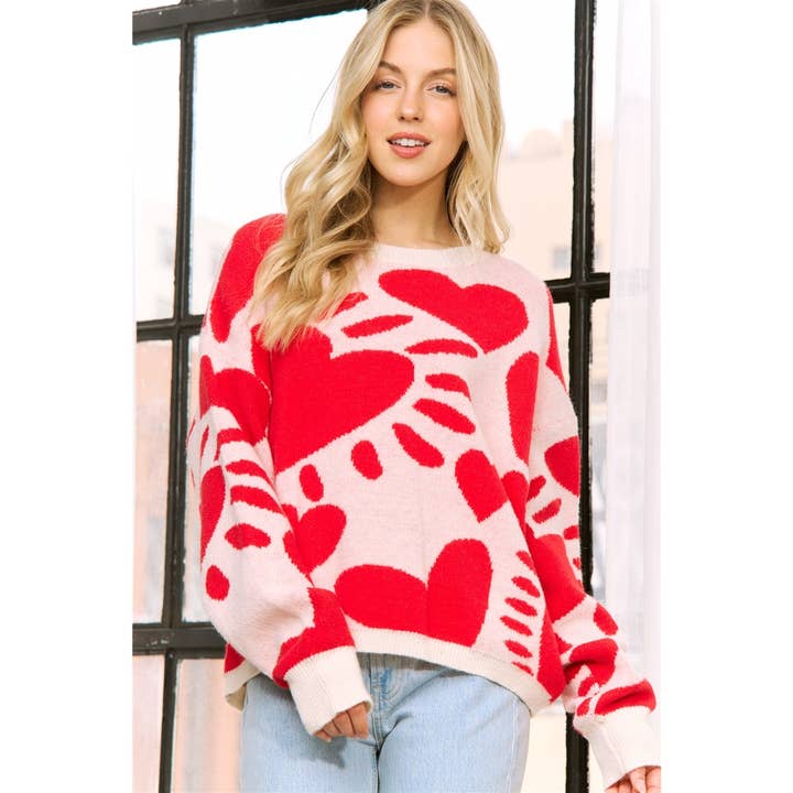 CAMISOLA DE MALHA COM DECOTE REDONDO E PADRÃO DE CORAÇÕES ADORÁVEIS por atacado de Sweet Generis