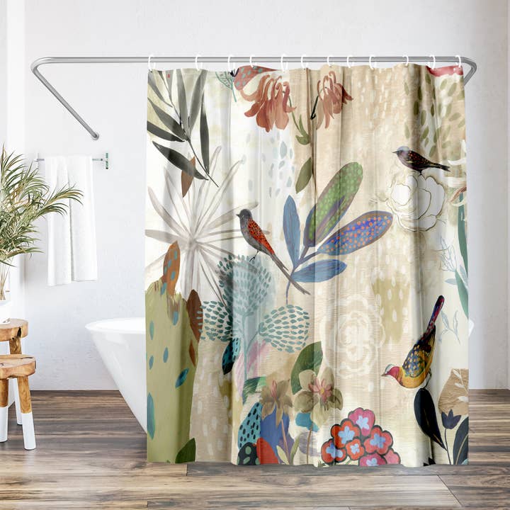 Floral Shower Curtain Abstract Design by PI Creative Art for wholesale by Americanflat