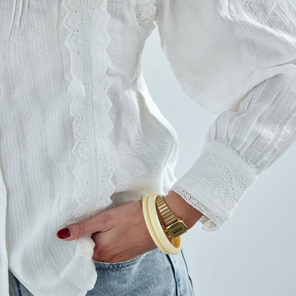 Bonheur du Jour – Blusa - Mulher por atacado – Blusa feminina Isla branca3