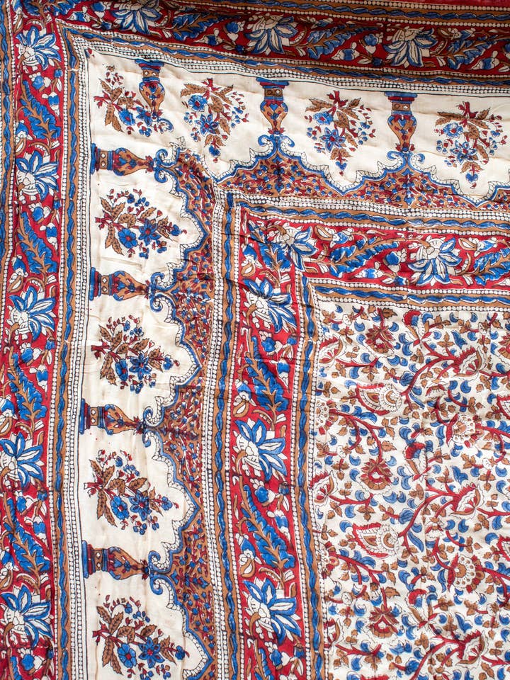 Print Block Padded Quilt - Oxenwood for wholesale by The India Shop