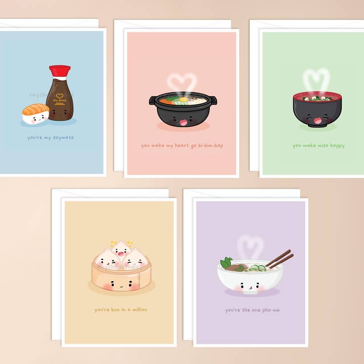 Asian Food Greeting Card Boxed Set for wholesale by Raychoo Studios Inc.