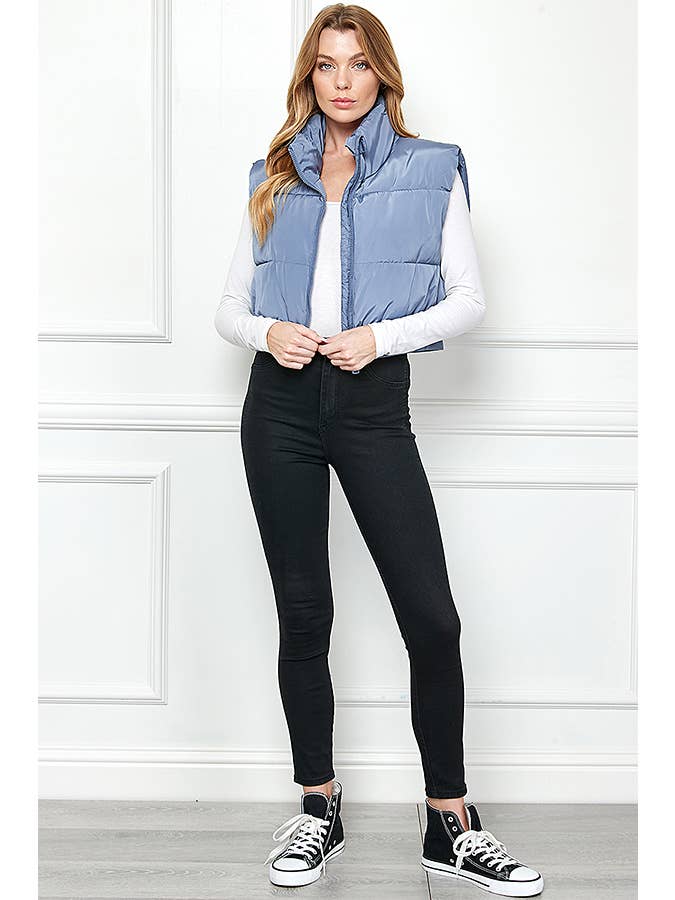 Veracci - Venta al por mayor Chaleco de abrigo - Mujer - Chaleco acolchado corto con cintura elástica