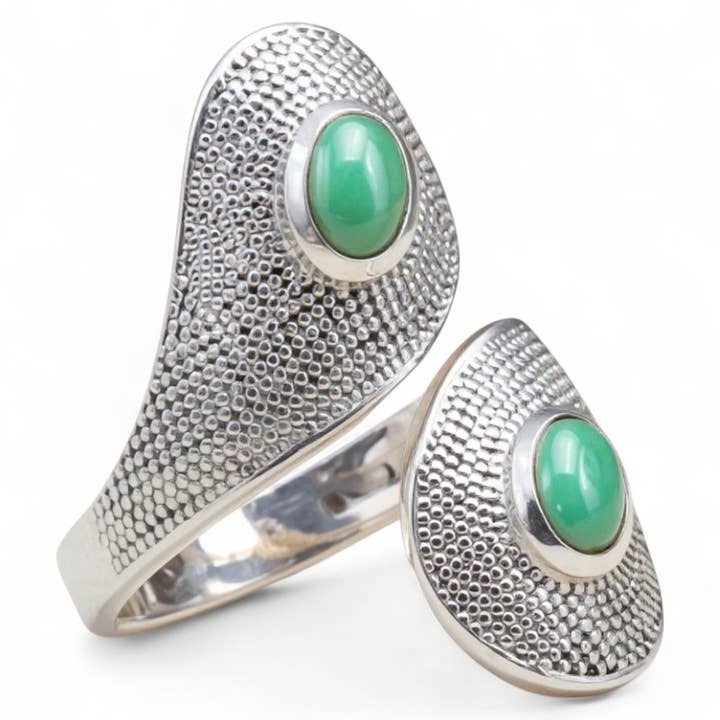 Adjustable Malachite Congo AA ring 925 silver for wholesale by La Boîte à Cailloux