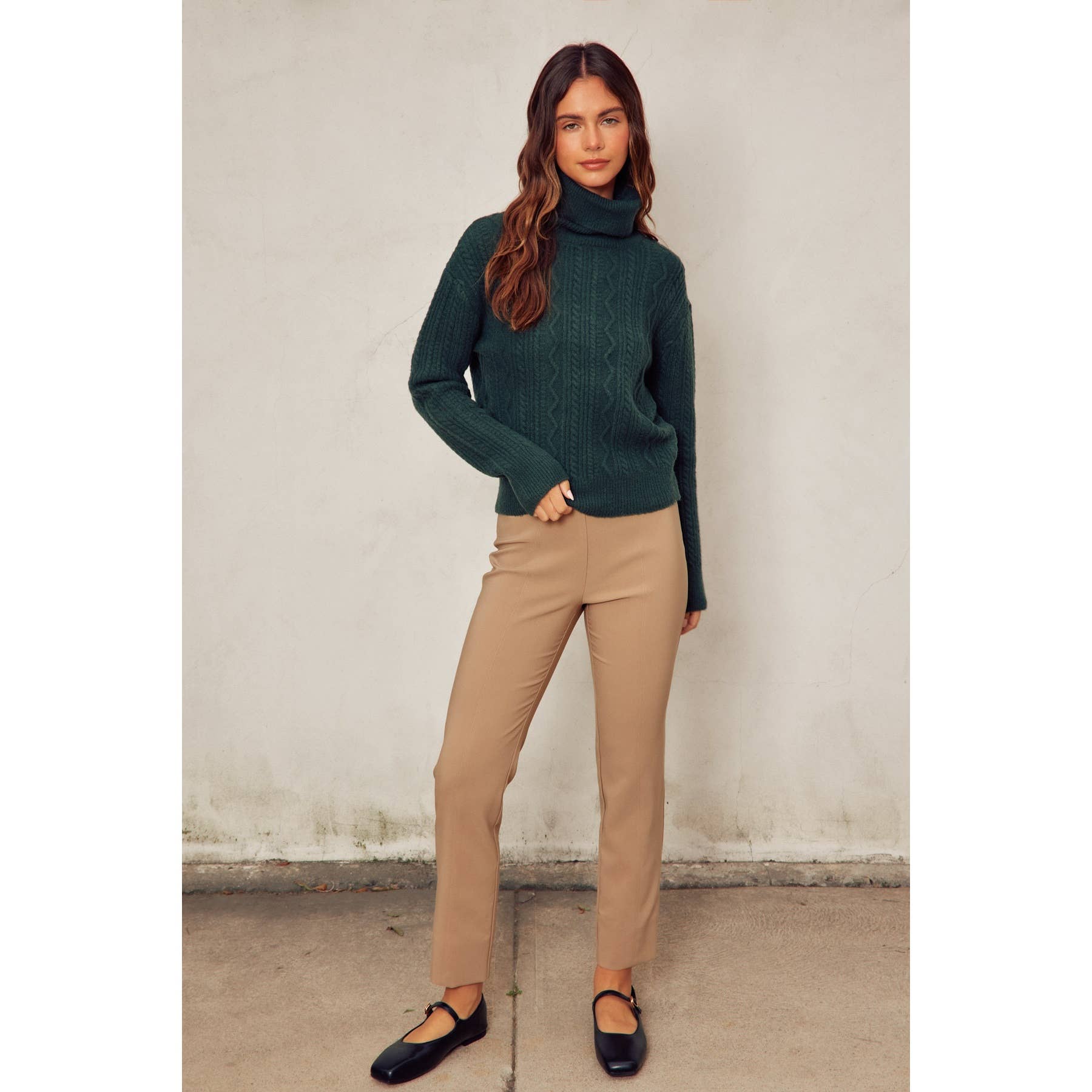 Dress Forum - Wholesale Knit Sweater - Women's - Fluffy Cable Detail Turtle Neck Sweater8