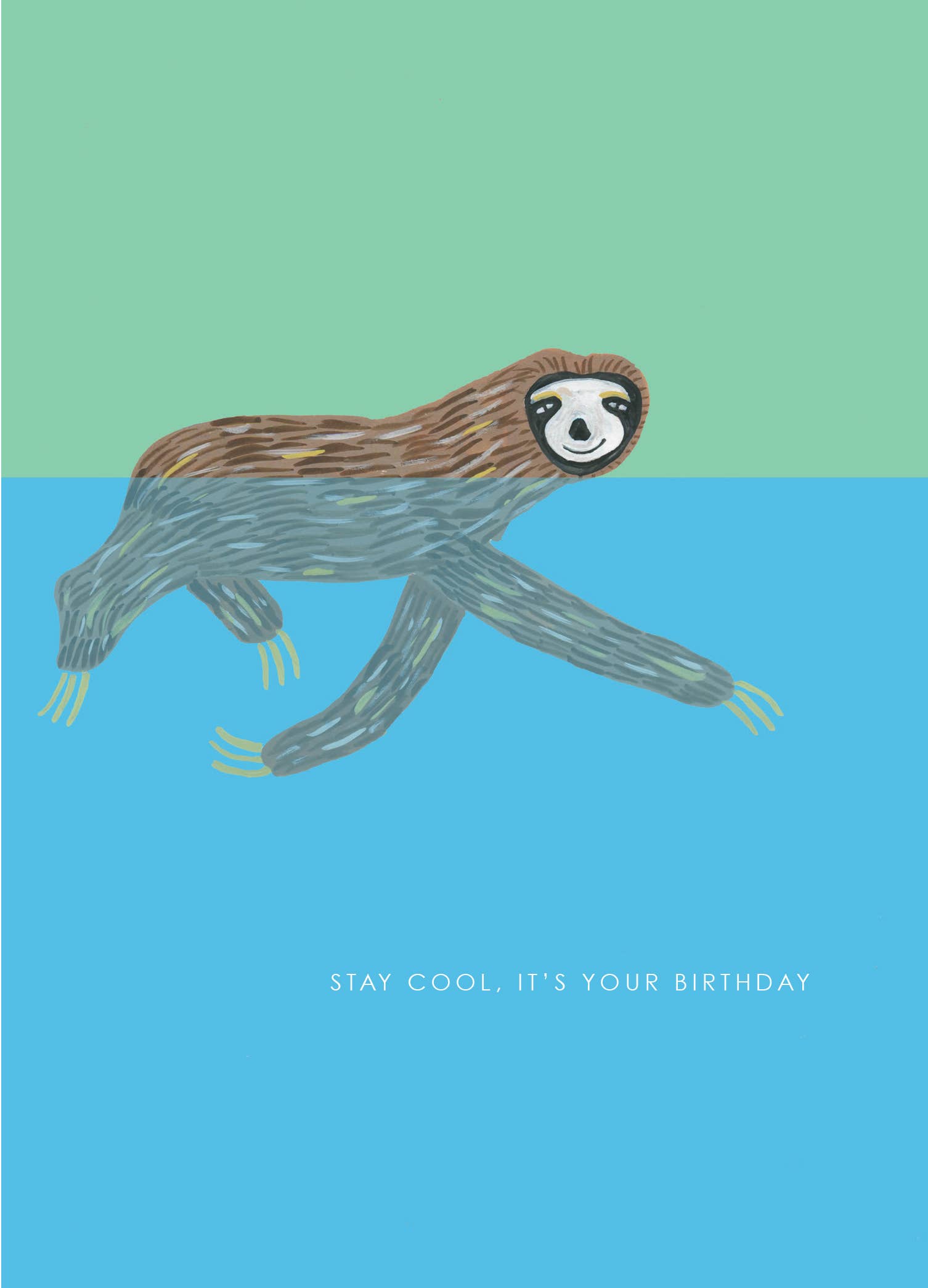 Hutch Cassidy - Wholesale Birthday Card - 'Sloth Swimming' Birthday Greetings Card1