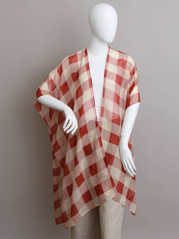 Lichtgewicht Kimono ❤️ met buffelruitprint voor wholesale door Leto Accessories