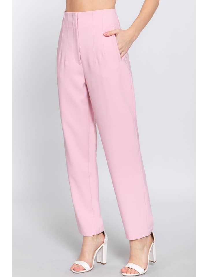 Active Basic | Active USA - Wholesale Pants - Women's - High Waist Pintuck Detail Long Pants9