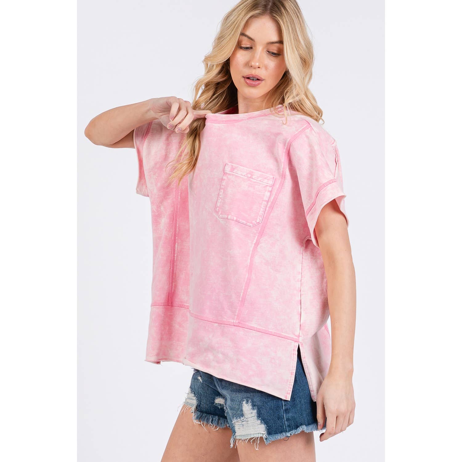 Sage + Fig – Engroshandel T-shirt – til kvinder – VINTAGE MINERAL VASKET KORTÆRMET TEE (ST7809)2