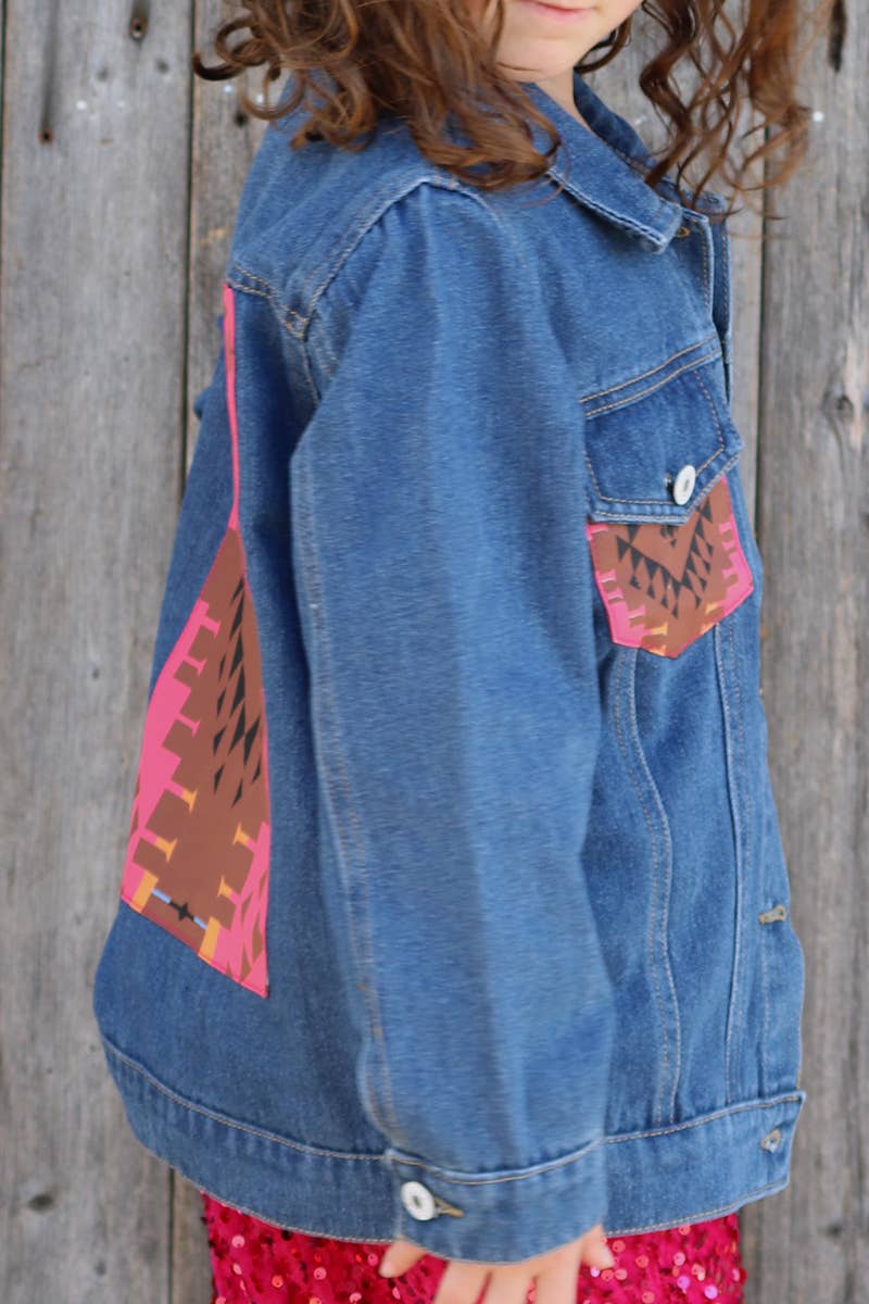 Kids Charm Online - Wholesale Denim Jacket - Kids - DENIM JACKET W/AZTEC PRINTED POCKET & BACK.TPG65153052JEANNE4