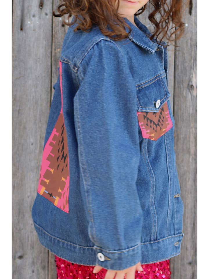 Kids Charm Online - Wholesale Denim Jacket - Kids - DENIM JACKET W/AZTEC PRINTED POCKET & BACK.TPG65153052JEANNE4