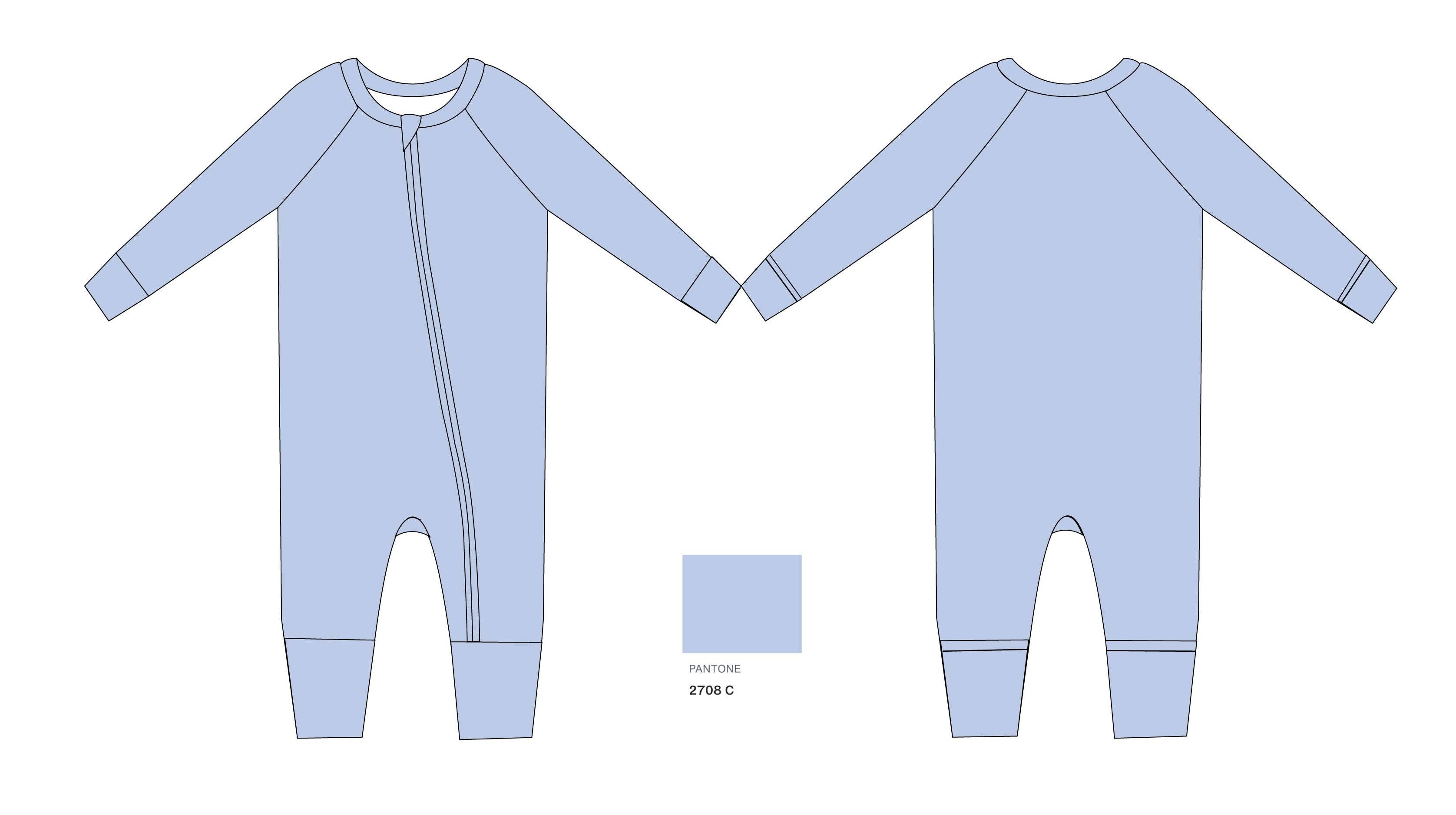 Toast + Jams - Wholesale Sleepsuit - Baby - Light Blue Ribbed Zip Jam1