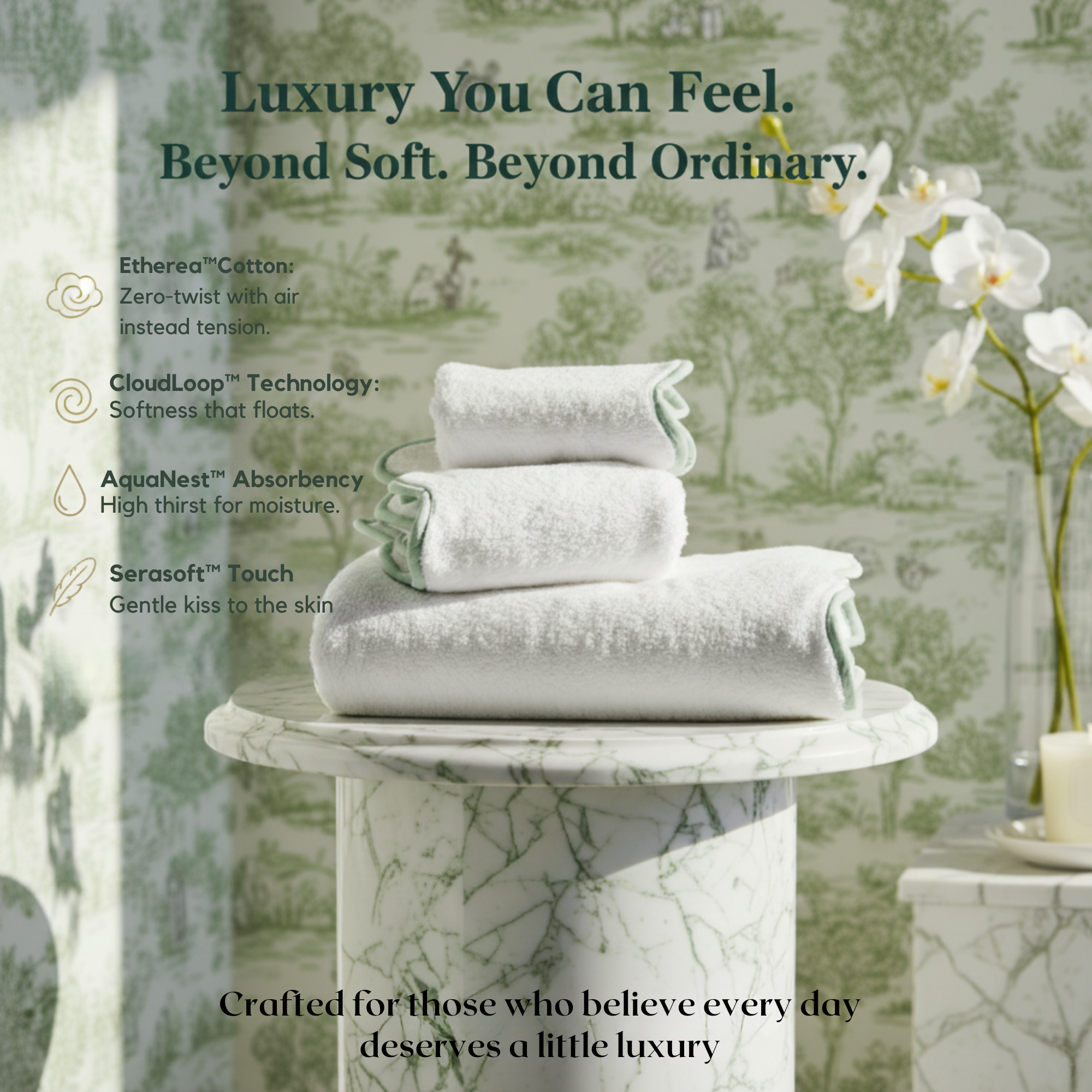 Lotus Linen - Wholesale Hand Towel - Luxury Cotton Hand Towels with Scallop Piping121