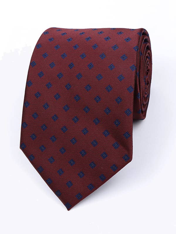 Red Tie No. 2 with Patterns for Men in Polyester "Edmond" for wholesale by Unipap's