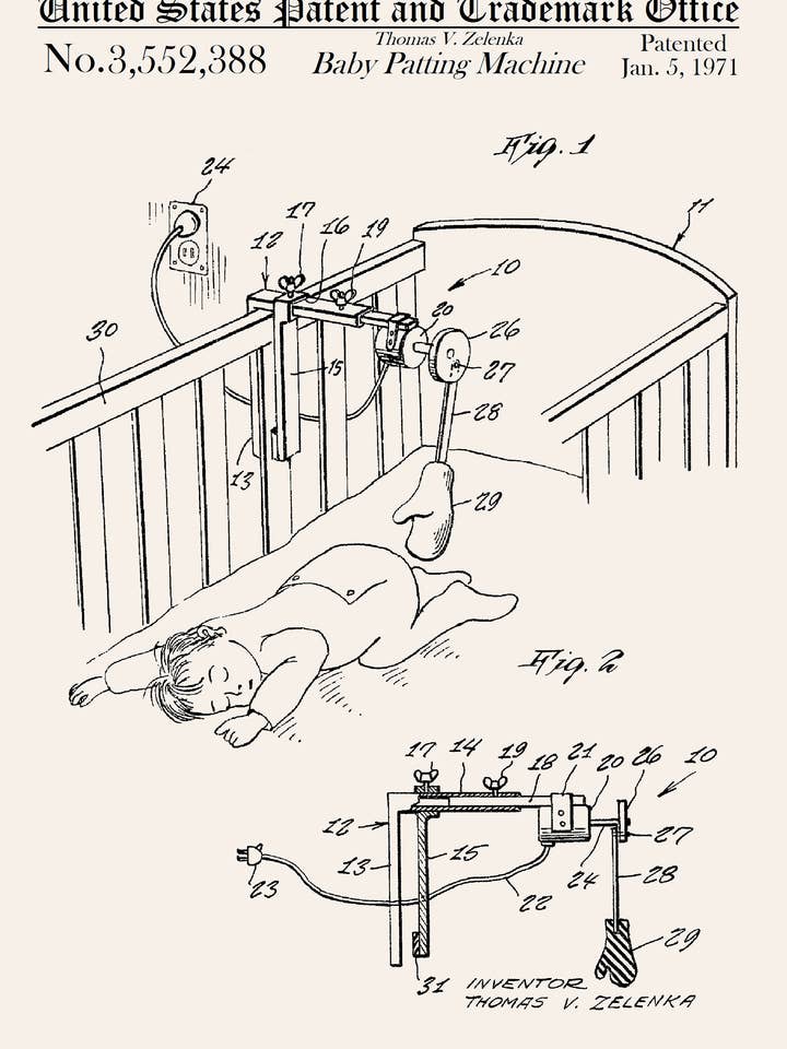 Biglietto di auguri quotidiano Baby Patting Machine per la vendita all'ingrosso da parte di PATENT PRESS GREETING CARDS
