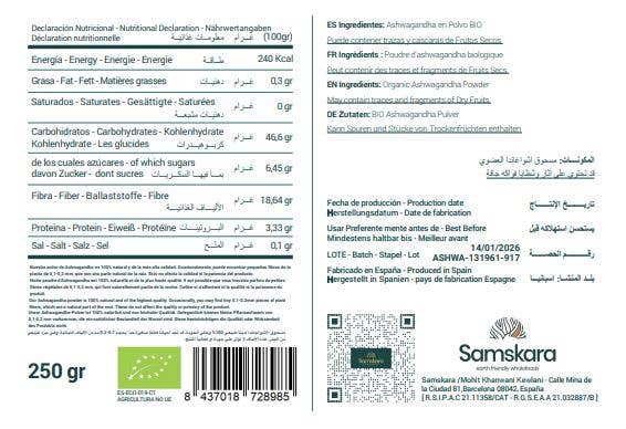Samskara - Vente Poudres protéinées/superaliments - Poudre d'Ashwagandha bio | Régule le stress et le sommeil2