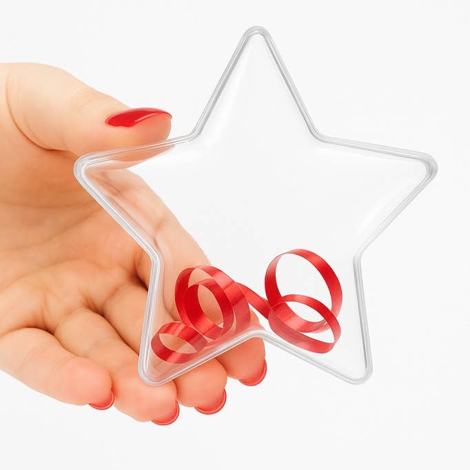 Factory Direct Craft - Vendita all'ingrosso Set di decorazioni  - Ornamento a forma di stella riempibile in acrilico trasparente da 90 mm (3,54 pollici)0