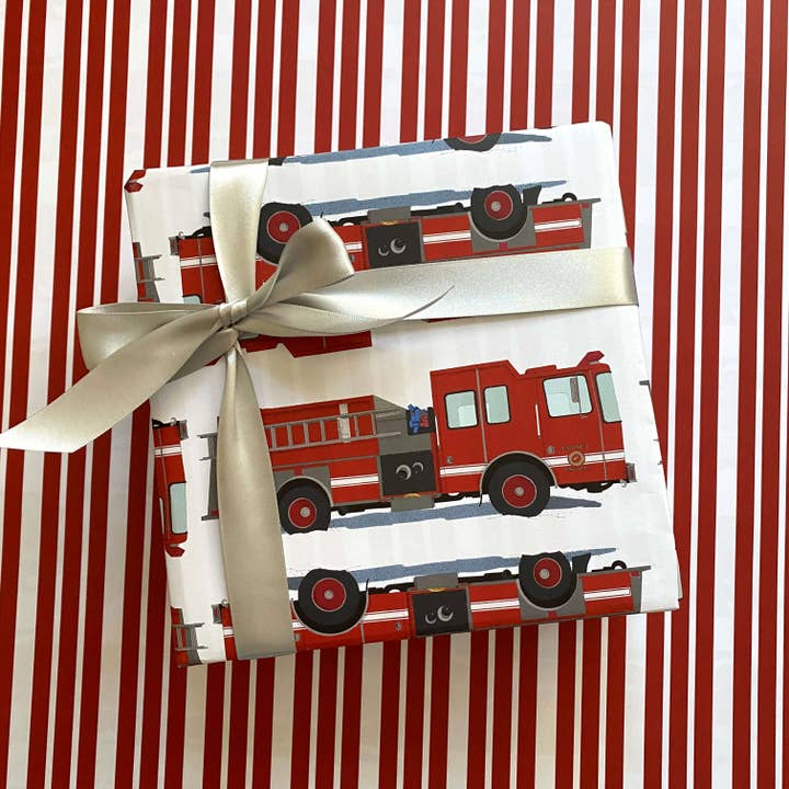 Ballard & Prescott - Wholesale Flat Wrap - Fire Truck Wrapping Paper4