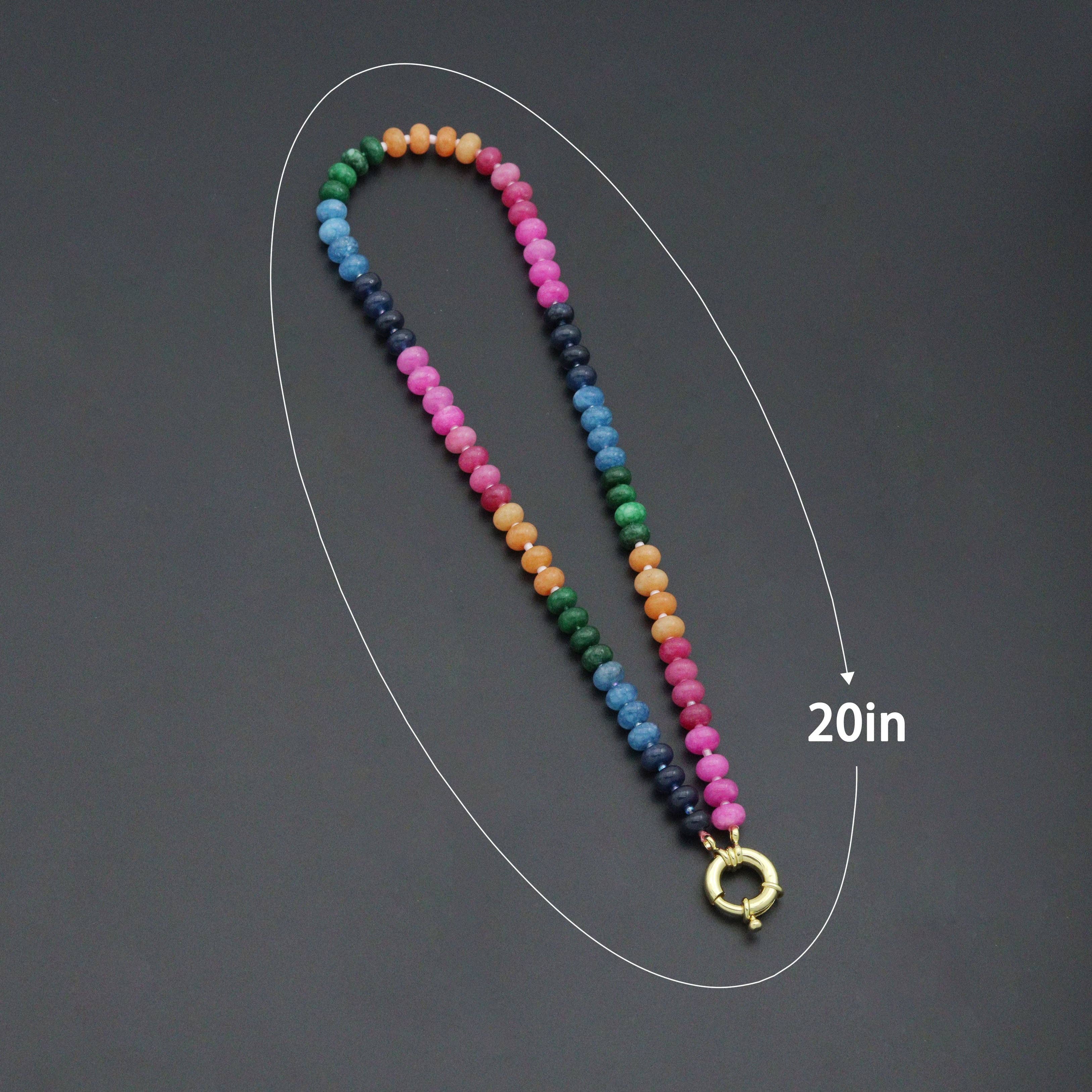 BestBeads&Beyond - Wholesale Beaded/Pearl Necklace - Pink Rainbow adventure green Gemstone necklace, sku#EF8101