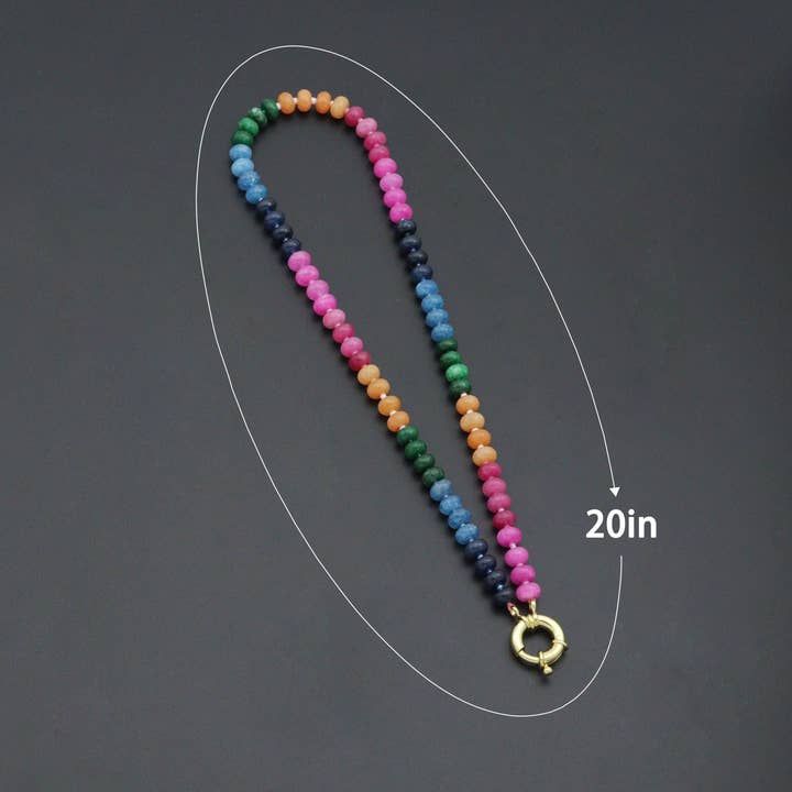 BestBeads&Beyond - Wholesale Beaded/Pearl Necklace - Pink Rainbow adventure green Gemstone necklace, sku#EF8101